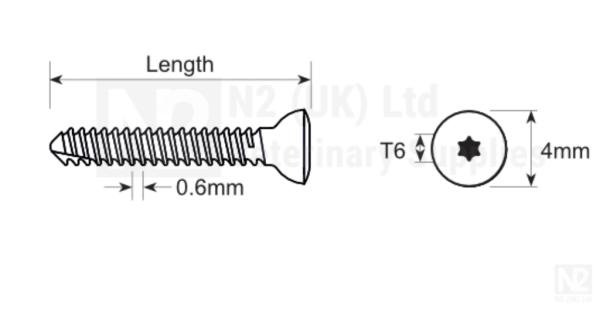 Cortical Self Tapping Bone Screw-2.0mm-Torx Drive (Star)