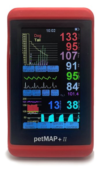 petMAP +II Handheld Multi-Parameter Monitor (NIBP/HR/SPO2/TEMP, Optional CO2/ECG)